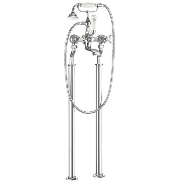 Crosswater Belgravia Traditional Floor Standing Bath Filler Tap Legs Nickel