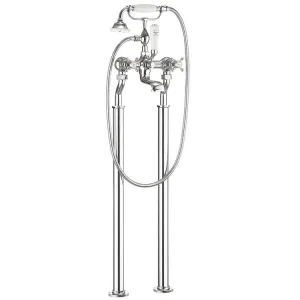 Crosswater Belgravia Traditional Floor Standing Bath Filler Tap Legs Nickel