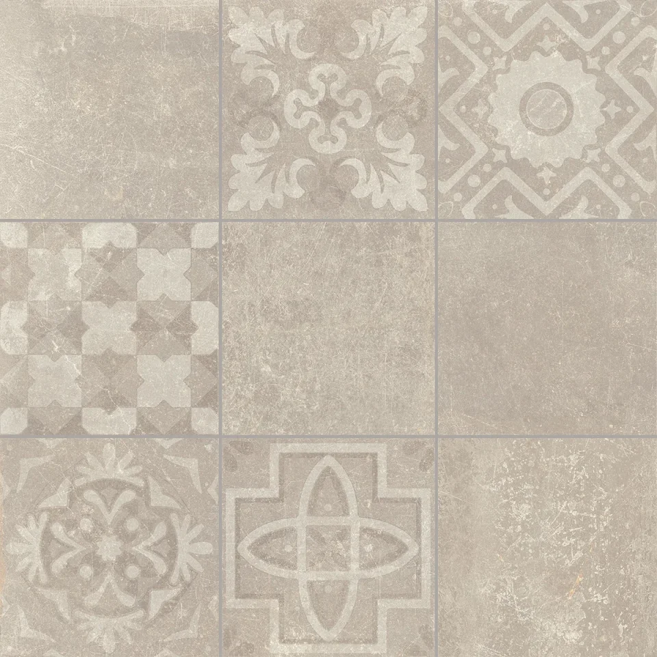 European Tiles Cemento BEIGE DECORE' 60 X 60 Rectified Matte Tile detail view - Image 4
