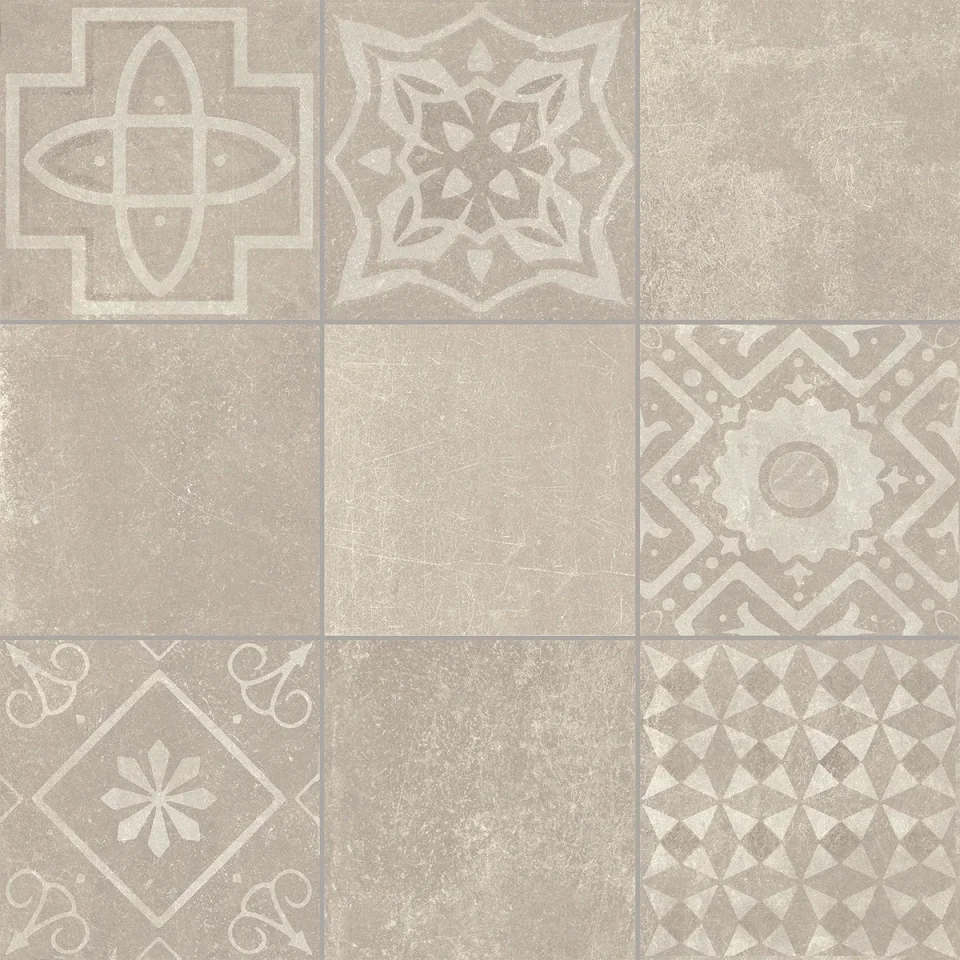 European Tiles Cemento BEIGE DECORE' 60 X 60 Rectified Matte Tile detail view - Image 8