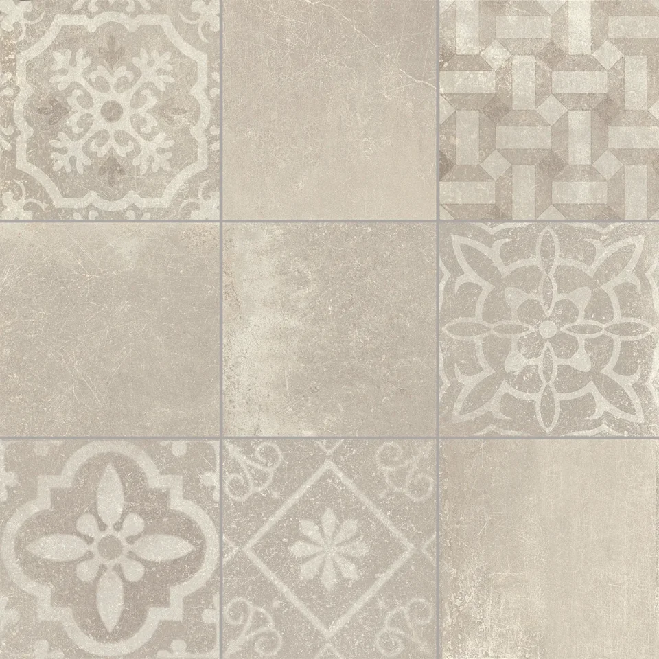 European Tiles Cemento BEIGE DECORE' 60 X 60 Rectified Matte Tile detail view - Image 10