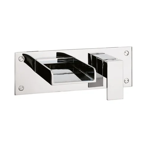 Crosswater Water Square 2 Hole Wall Mounted Waterfall Bath Tap Set Chrome