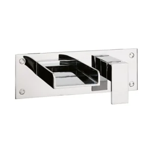 Crosswater Water Square 2 Hole Wall Mounted Waterfall Bath Tap Set Chrome