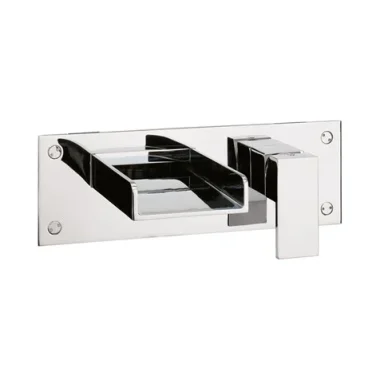Crosswater Water Square 2 Hole Wall Mounted Waterfall Bath Tap Set Chrome product image - Image 1