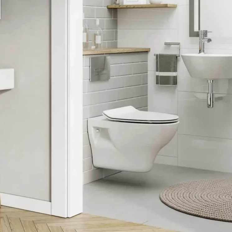 Crosswater Kai Soft Close Thin Toilet Seat White detail view - Image 2