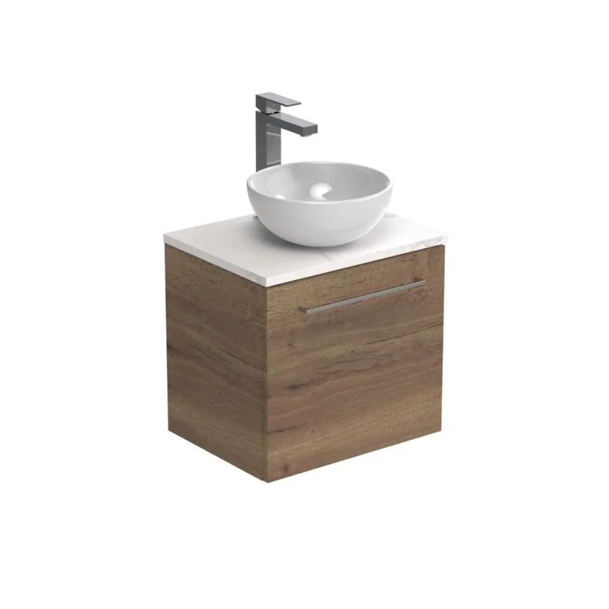 Saneux Austen 50cm 1 Drawer Wall Mounted Unit - English Oak detail view - Image 2