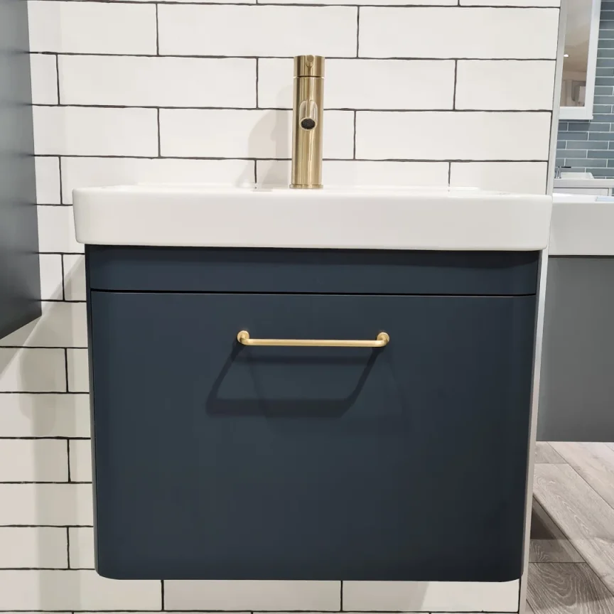 Saneux Hyde 55cm 1 Drawer Wall Mounted Unit - Matte Fiord detail view - Image 2