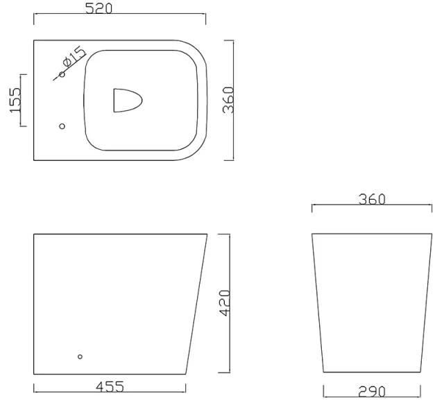 Faeber Venice Back To Wall Pan & Soft Close Seat technical drawing - Image 2