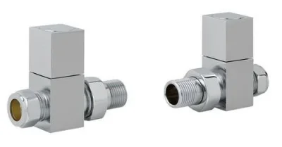 Eastbrook Straight Square Radiator Valve (pair) Chrome product image - Image 1