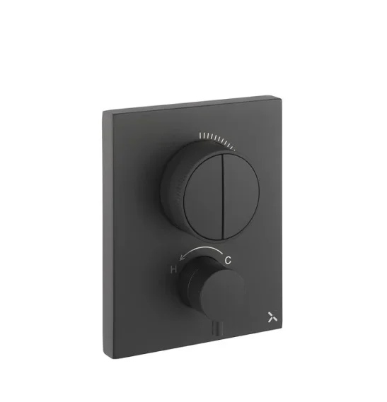 Crosswater Crossbox Push Mpro 2 Outlet Trim & Levers Matt Black product image - Image 1