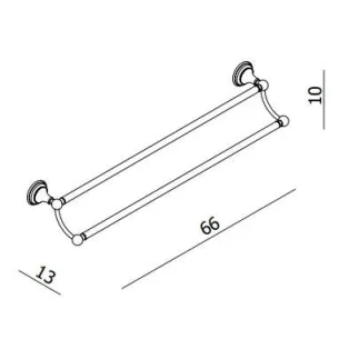 Crosswater Belgravia Double Towel Rail 60cm Chrome technical drawing - Image 4