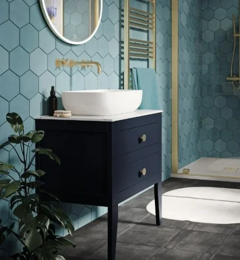 Crosswater Canvass Basin Unit 600 Deep Indigo Blue detail view - Image 2