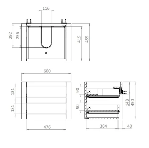 Crosswater Canvass Basin Unit 600 Deep Indigo Blue detail view - Image 7
