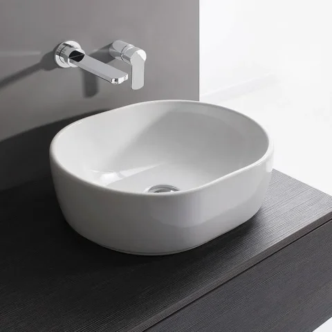 Crosswater Pearl Counter Basin 450 No Overflow White detail view - Image 6
