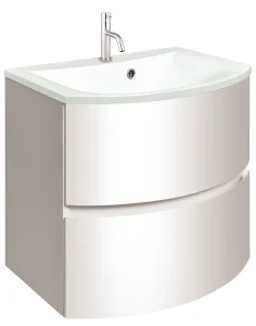 Crosswater Svelte Basin Glass 600 1 Tap Hole Ice White