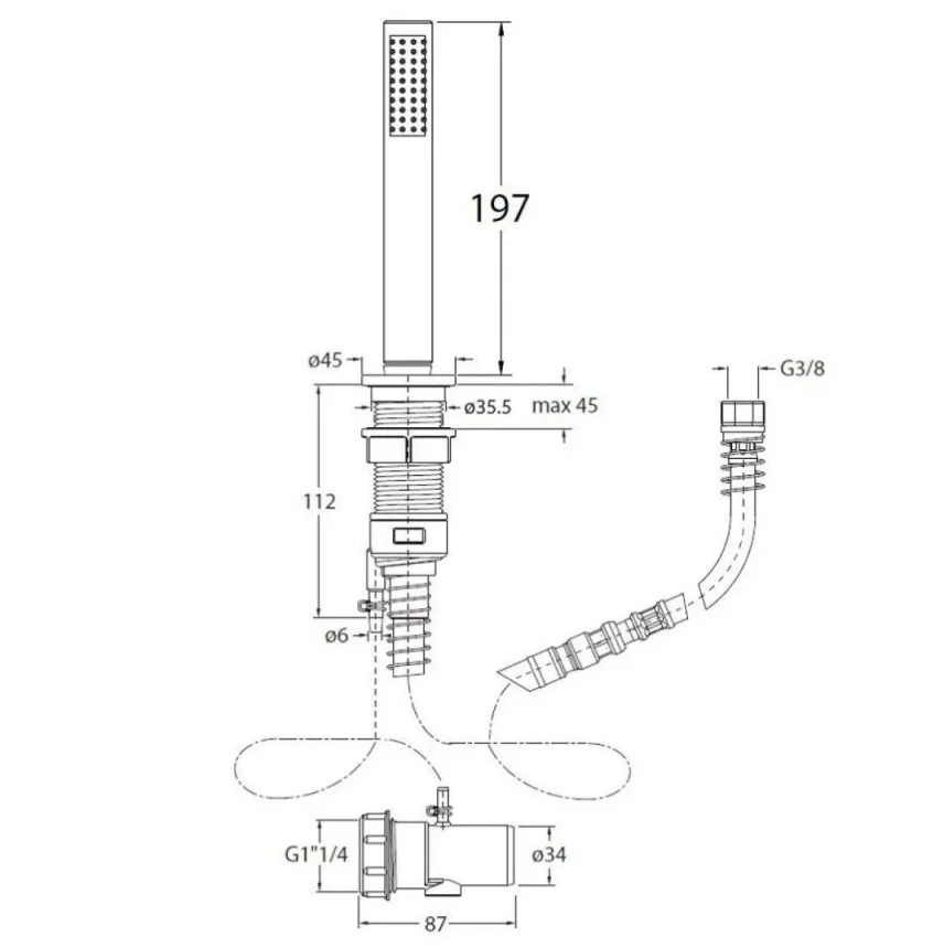 Crosswater Mpro Follow Me Hose Matt Black detail view - Image 7