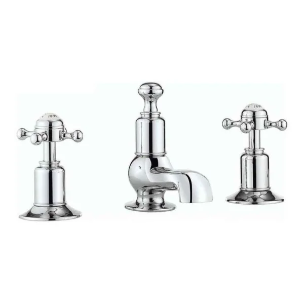 Crosswater Belgravia Crosshead 3 Tap Hole Basin Mixer Deck Mounted Chrome