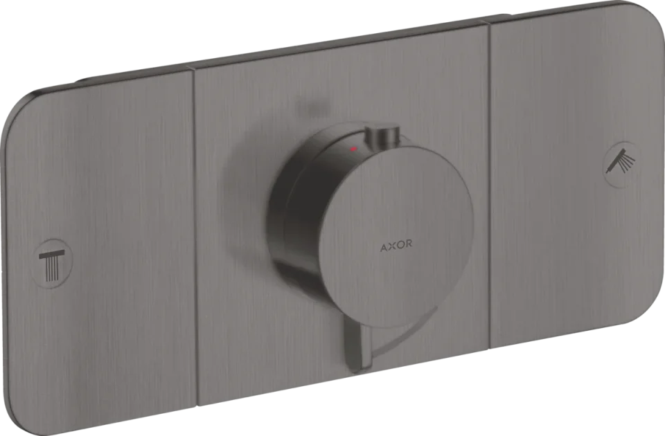 Axor One Thermostatic Module For Concealed Installation For 2 Outlets Brushed Black Chrome product image - Image 1