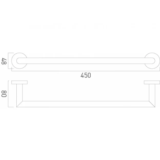 Vado Spa Towel Rail 450mm (18") Chrome technical drawing - Image 2