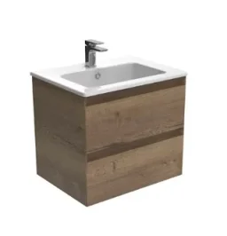 Saneux Uni 60cm 2 Drawer Wall Mounted Unit - English Oak product image - Image 1