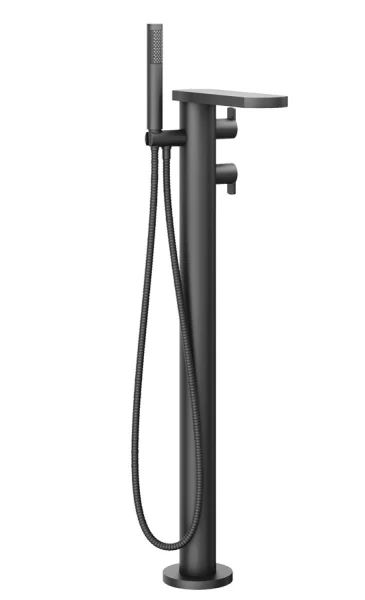 Crosswater Wisp Floor Standing Thermostatic Bath Shower Mixer Tap with Shower Kit Matt Black