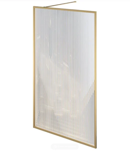Cubico Amore Single Frame Shower Screen Brushed Gold (ribbed Glass) 980mm