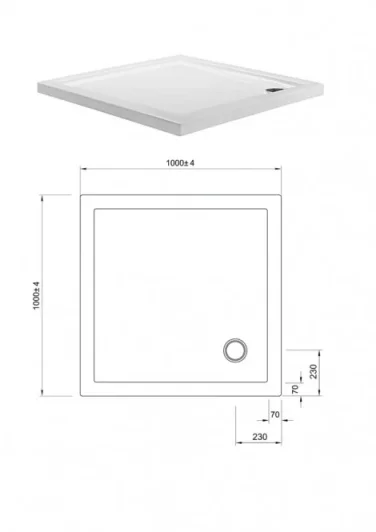 Crosswater Square 35mm Acrylic Shower Tray 1000mm detail view - Image 2