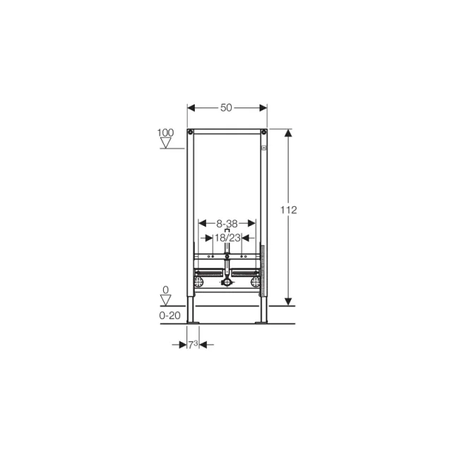 Geberit 111.545.00.1 1.12m Prewall Bidet Frame technical drawing - Image 3