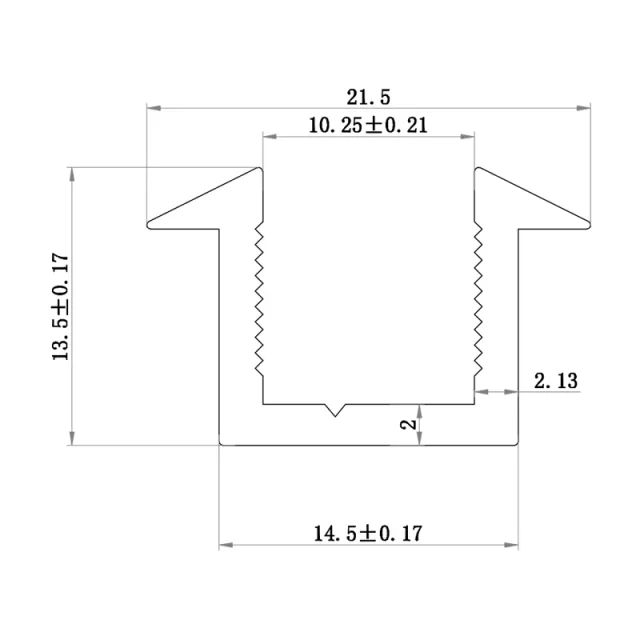 Abacus Glass Recessed Channel -10mm Bronze - 2400mm technical drawing - Image 2