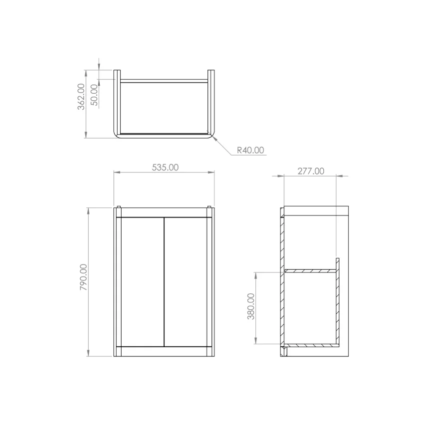 Saneux Hyde 55cm 2 Door Floor Standing Unit - Matte Sage detail view - Image 2