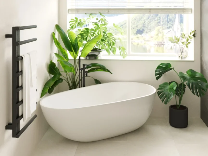 AVA Purity 1000 x 500mm Black Stainless Steel Towel Rail detail view - Image 4