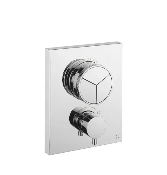 Crosswater Crossbox Push Mpro 3 Outlet Trim & Levers Chrome product image - Image 1