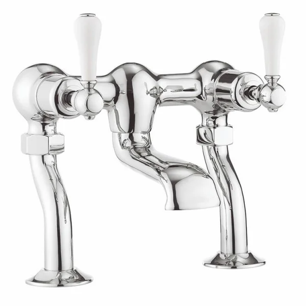 Crosswater Belgravia Lever Bath Filler Deck Mounted Chrome White Lever