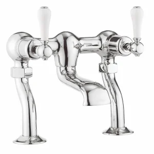 Crosswater Belgravia Lever Bath Filler Deck Mounted Chrome White Lever