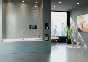 Crosswater Optix Hinged Bath Screen With Inline Panel 180 Left Handed Brushed Stainless