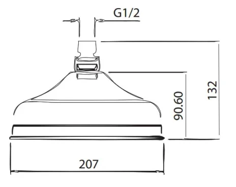 Crosswater Traditional Shower Rose 8" Chrome technical drawing - Image 2