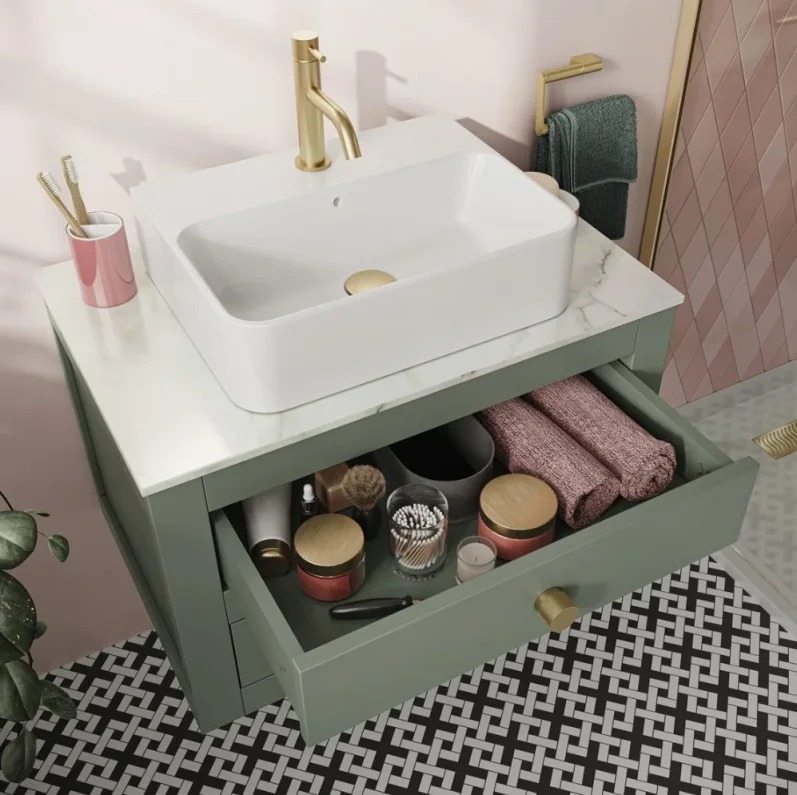 Crosswater Canvass Basin Unit 600 Sage Green detail view - Image 4