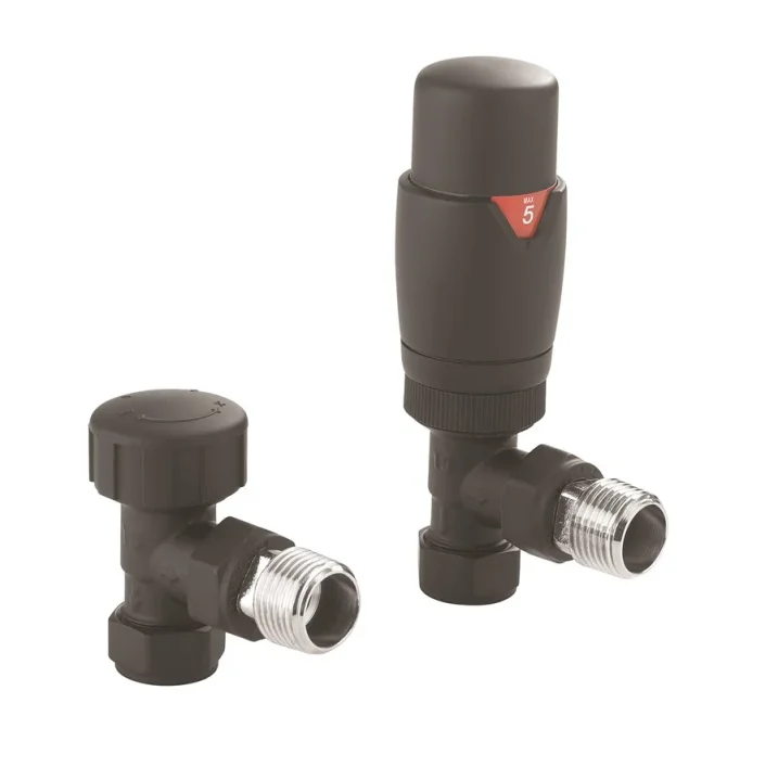 Crosswater Angled Trv Rad Valve Matt Black Pair product image - Image 1