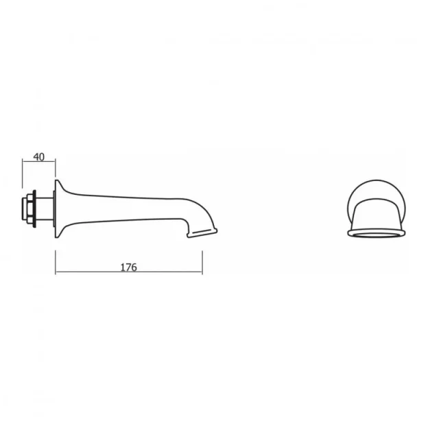 Crosswater Belgravia Bath Spout Wall Mounted Chrome technical drawing - Image 3