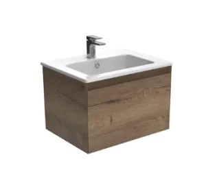 Saneux Uni 60cm 1 Drawer Wall Mounted Unit - English Oak