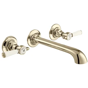 Booth & Co. Wall Mounted Basin Mixer Bright Nickel & Crackled White