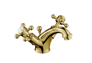 Just Taps Grosvenor Cross Basin Mixer With Puw Light Gold
