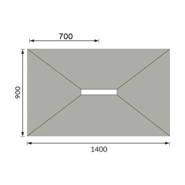 Abacus Elements Linear 300 Level Access Shower Tray 14x9 Centre technical drawing - Image 2