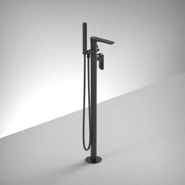 Ava Purity Floor Mounted Bath Shower Mixer - Brushed Black