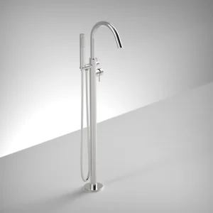 AVA Trend Floor Mounted Bath Shower Mixer Tap - Polished Stainless Steel