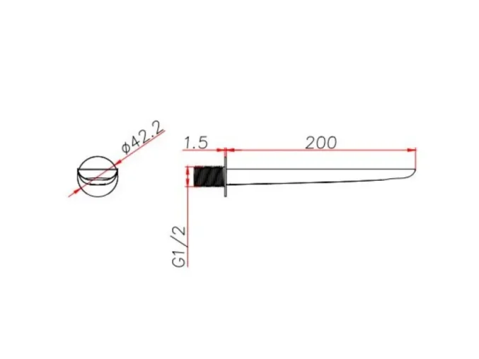Ava Purity Wall Mounted Bath Spout - Brushed Stainless Steel technical drawing - Image 2