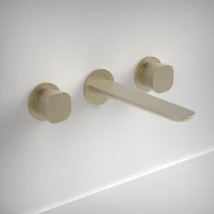 Ava Purity 3 Hole Wall Mounted Basin Mixer W/ Flanges - Brushed Brass