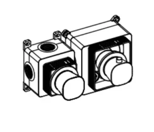 Ava Purity 2 Way 2 Handle Thermostatic Valve W/flanges - Brushed Brass detail view - Image 3