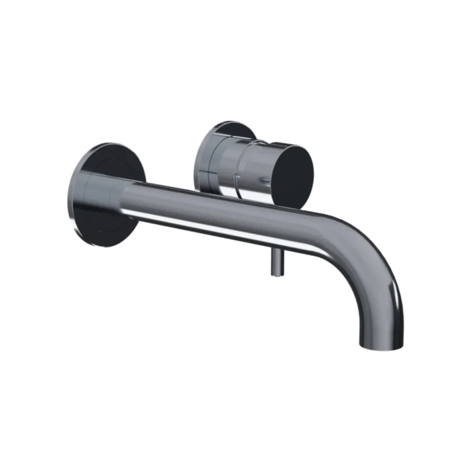 AVA Trend 2 Hole Wall Mounted Basin Mixer Tap Polished Stainless Steel detail view - Image 3