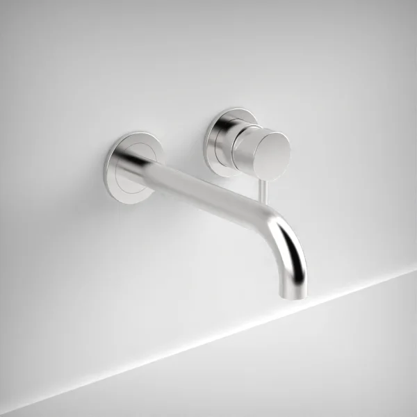 AVA Trend 2 Hole Wall Mounted Basin Mixer Tap Polished Stainless Steel
